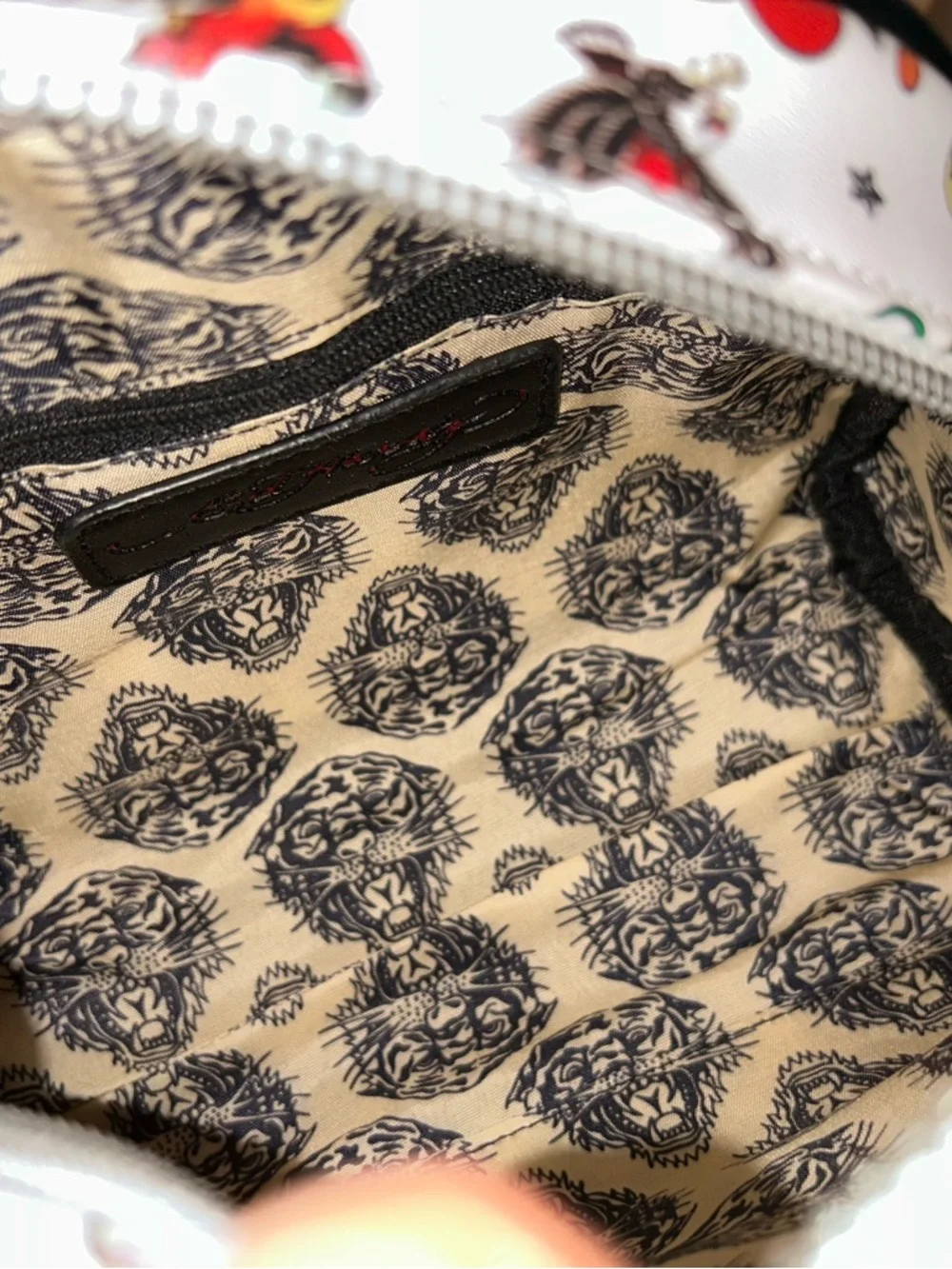 NWT White Tattoo-Print Dome Satchel with Black Trim - Picture 9 of 9
